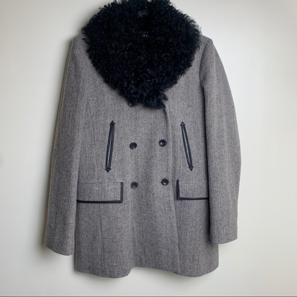 THEORY Dyed Shearling Collar coat, L - Picture 2 of 14